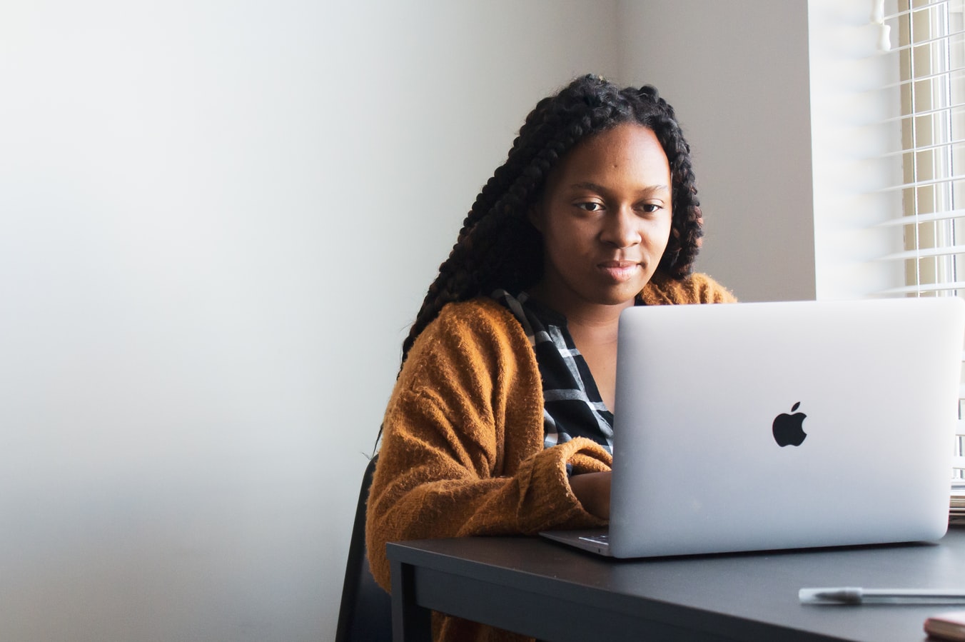 woman using laptop